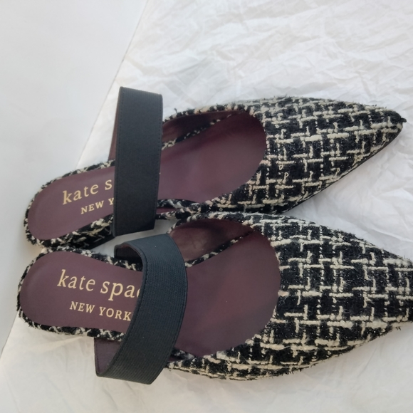 Kate Spade  Mules Tweed Black and White  Size 7 - Picture 5 of 16